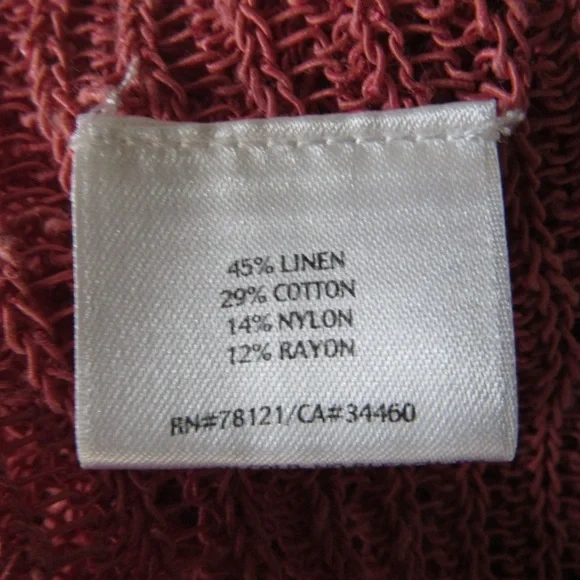 Eileen Fisher Pink Cardigan Medium Airy Linen Grain Rib Open Knit Long Sleeves - Picture 8 of 9